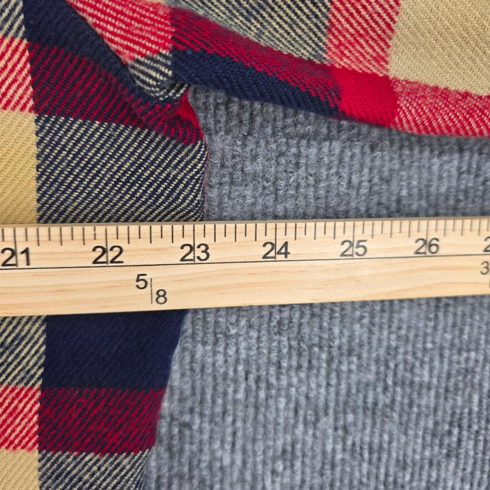 Vintage Sears Mens Plaid Flannel Shirt Large Red Navy Blue Acrylic Workwear 0623 - Picture 3 of 7